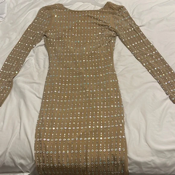 pregnant birthday dresses Luxury Nude Beaded A-Line Evening Dress for Women Party LA73189A Nude / 2